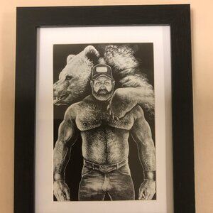 DaDe Ursus Matted & Framed Card Art Hairy Bear Perfection Zipp's Cologne Germany